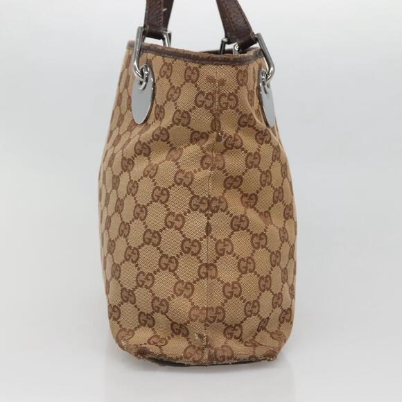 GUCCI GG Canvas Hand Bag Beige Gold - Picture 5 of 16